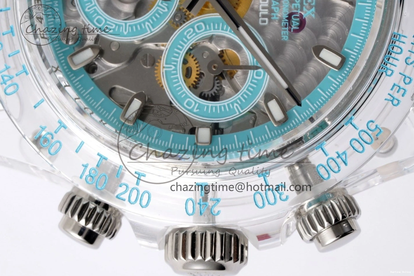 1221 Daytona Transparent IPK Best Edition Transparent Blue Dial on White Rubber Strap SA HighQuality 1969